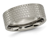 Men's Titanium Pattern Brushed Flat Band Ring 8mm 